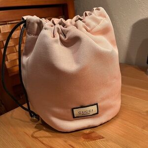 Gucci Beauty Pink Drawstring Bucket Pouch Bag